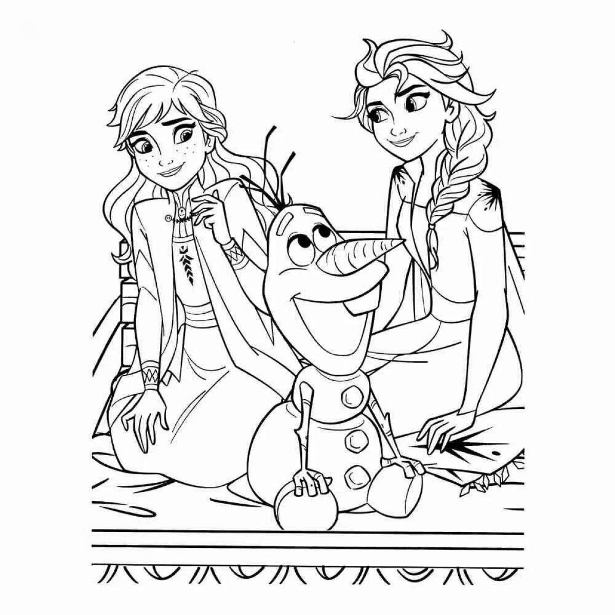Elsa and olaf shining coloring book