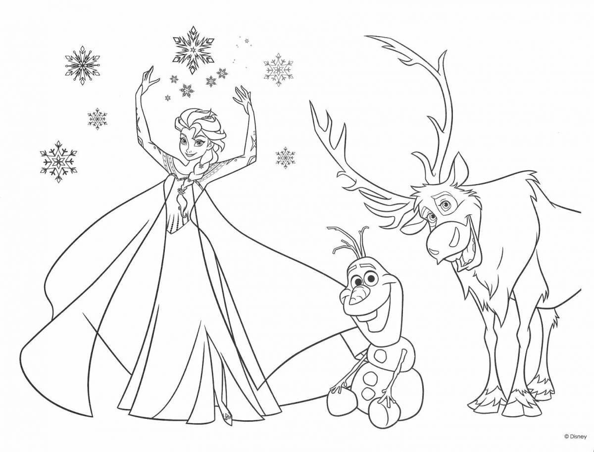 Elsa and olaf blissful coloring