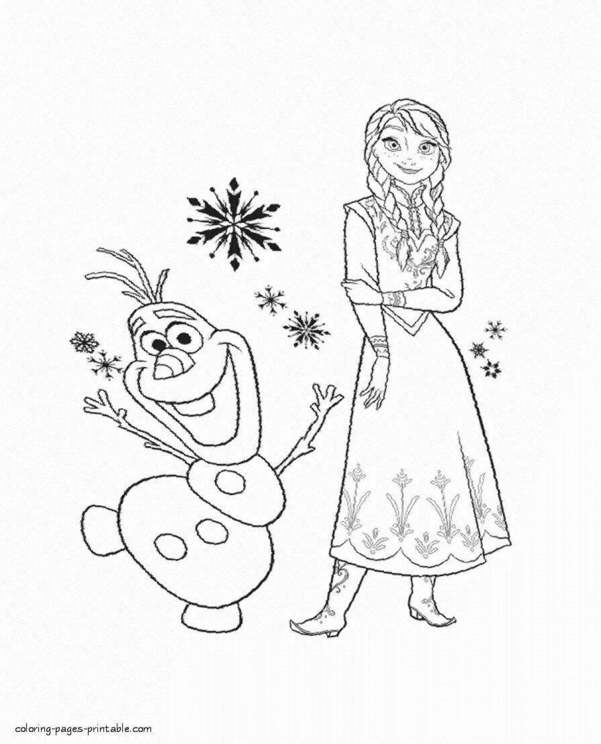 Serene coloring page elsa and olaf
