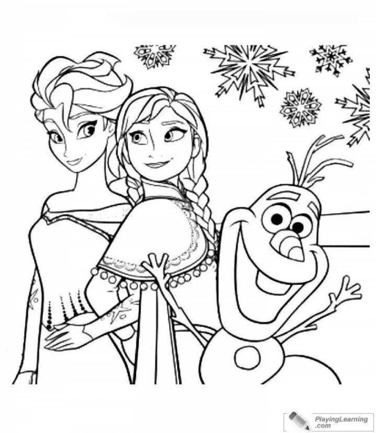 Large coloring elsa and olaf