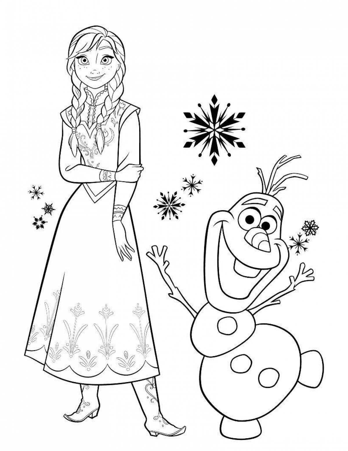 Elsa and olaf glitter coloring