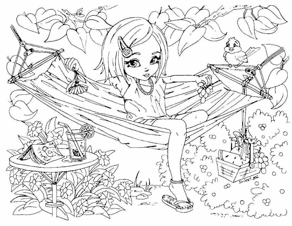 Stylish coloring book for girls