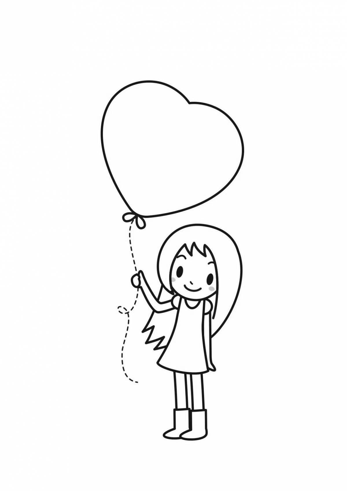 Delightful coloring girl with balloons