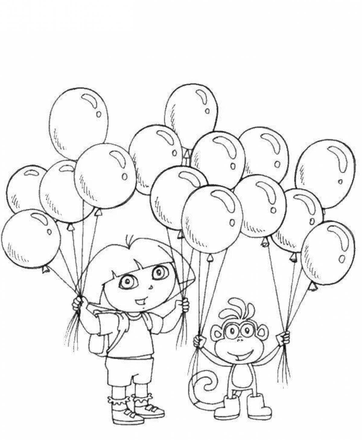 Violent coloring girl with balloons