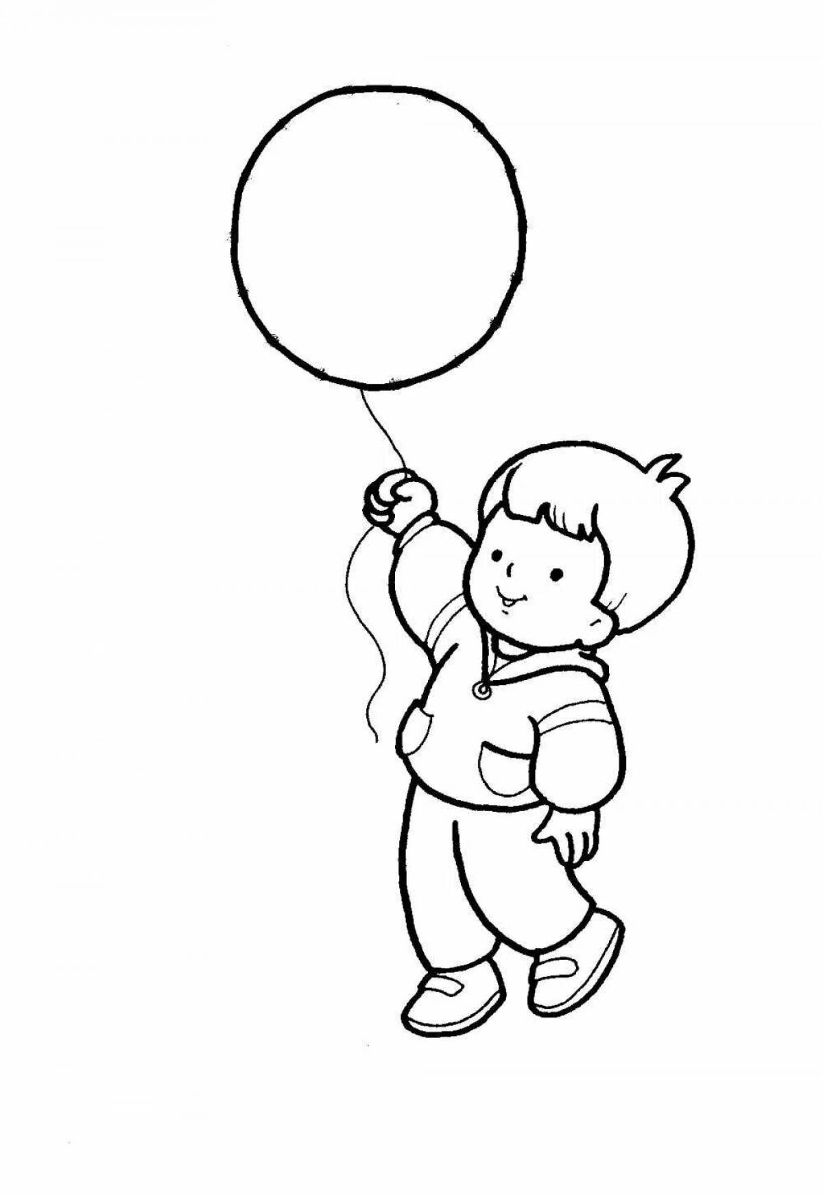 Joyful coloring girl with balloons