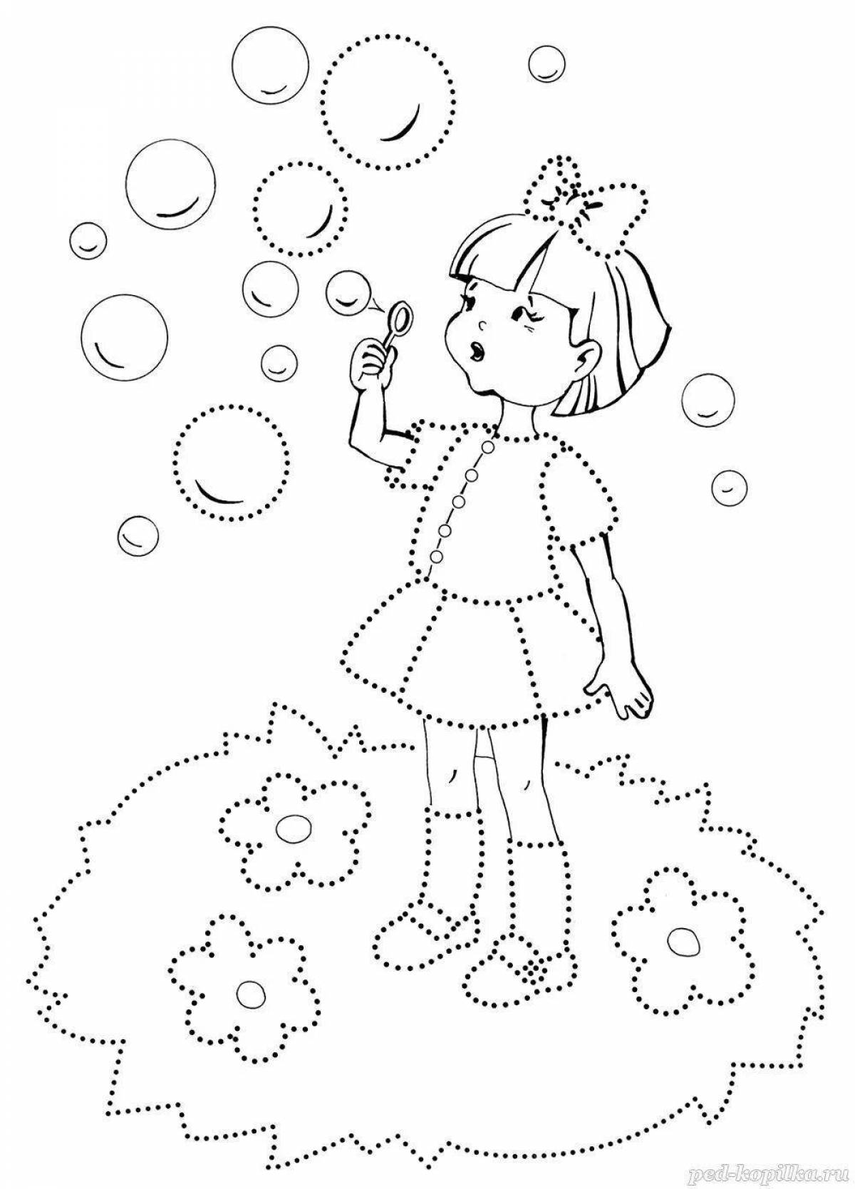 Holiday coloring girl with balloons