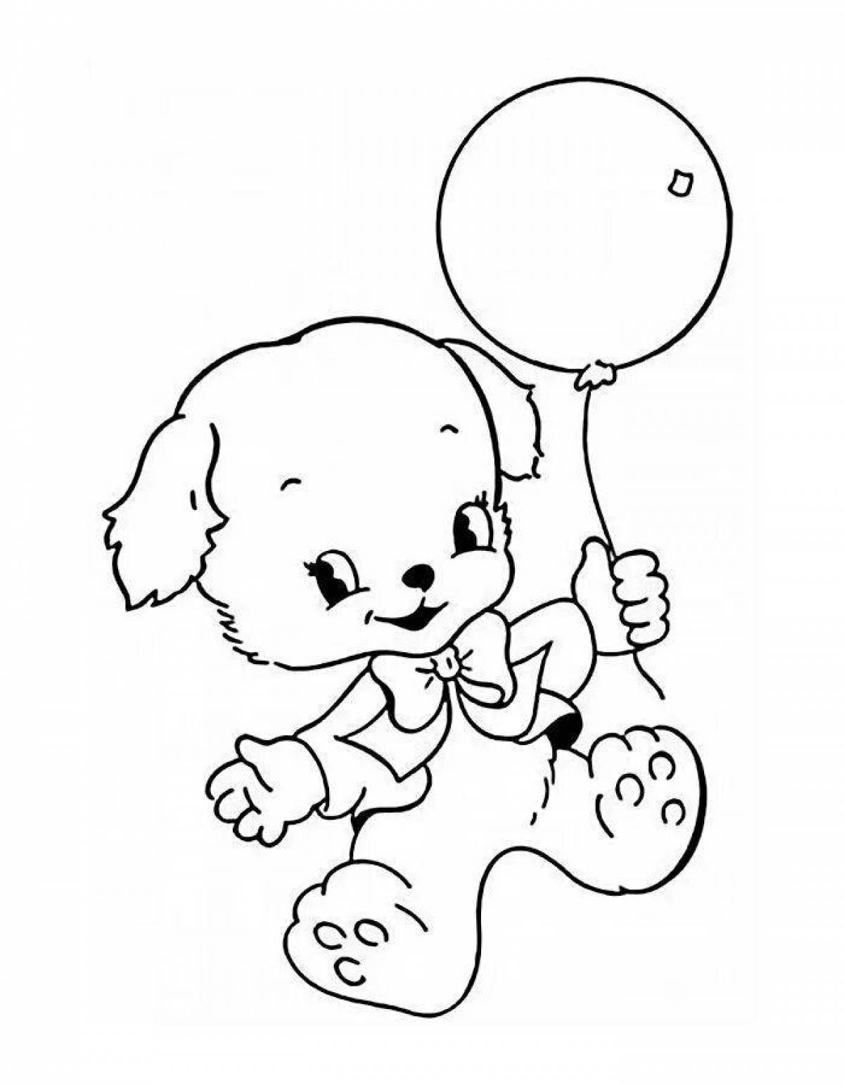 Живая раскраска девушка с воздушными шарами
