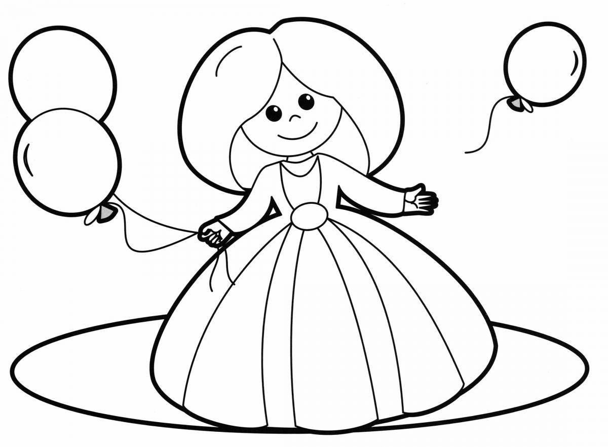 Головокружительная раскраска девушка с воздушными шарами