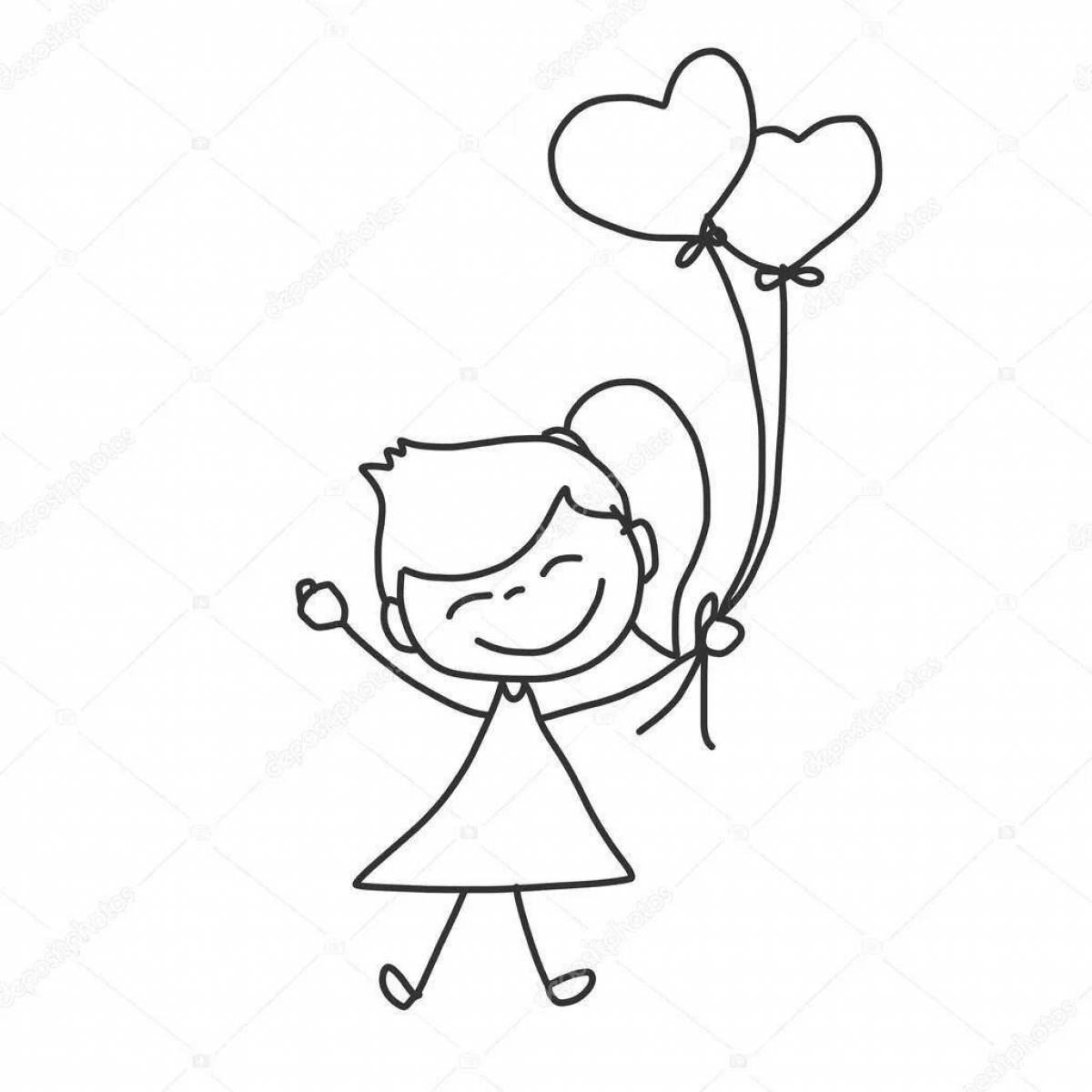 Приподнятая раскраска девушка с воздушными шарами