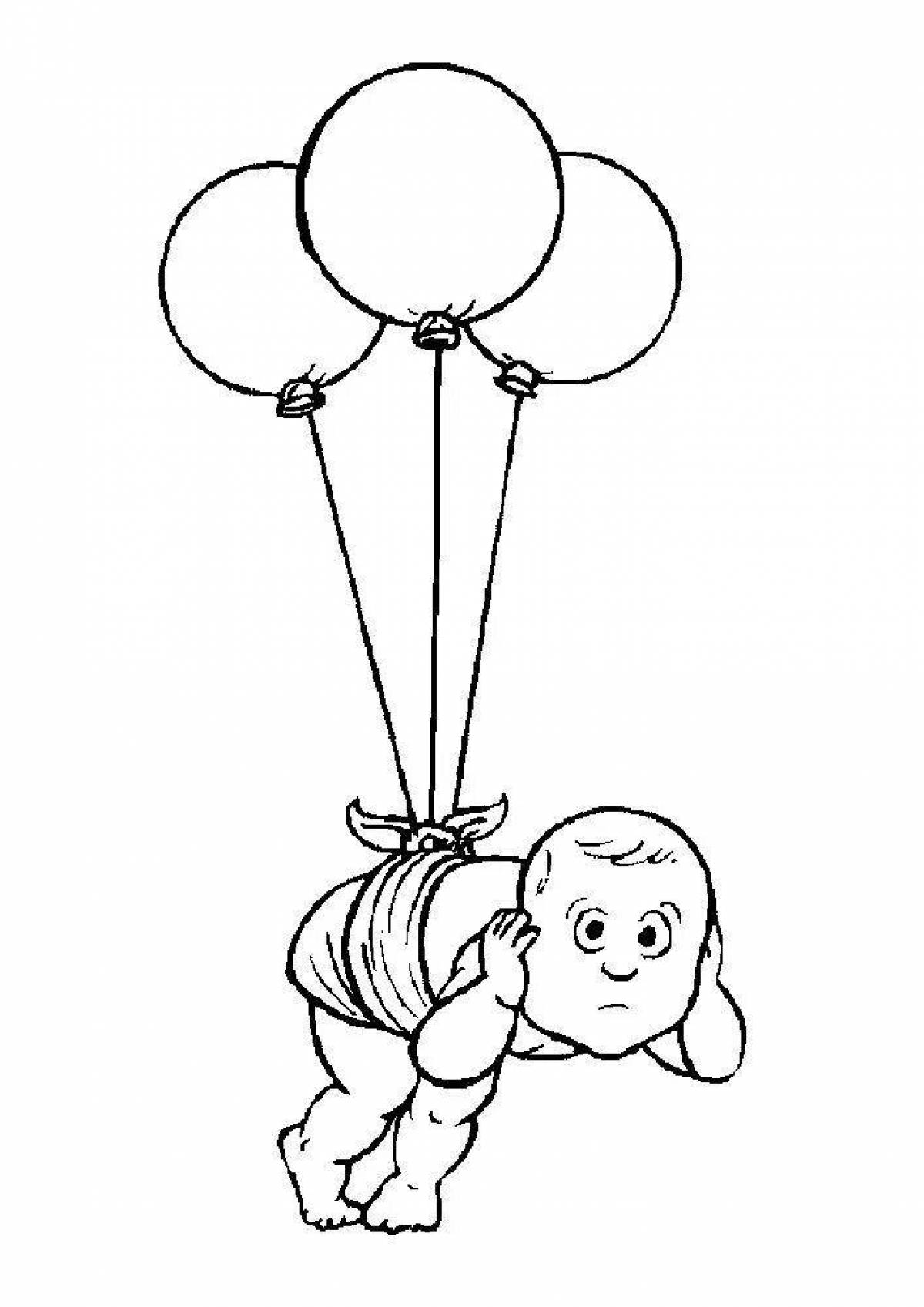 Живая раскраска девочка с воздушными шарами