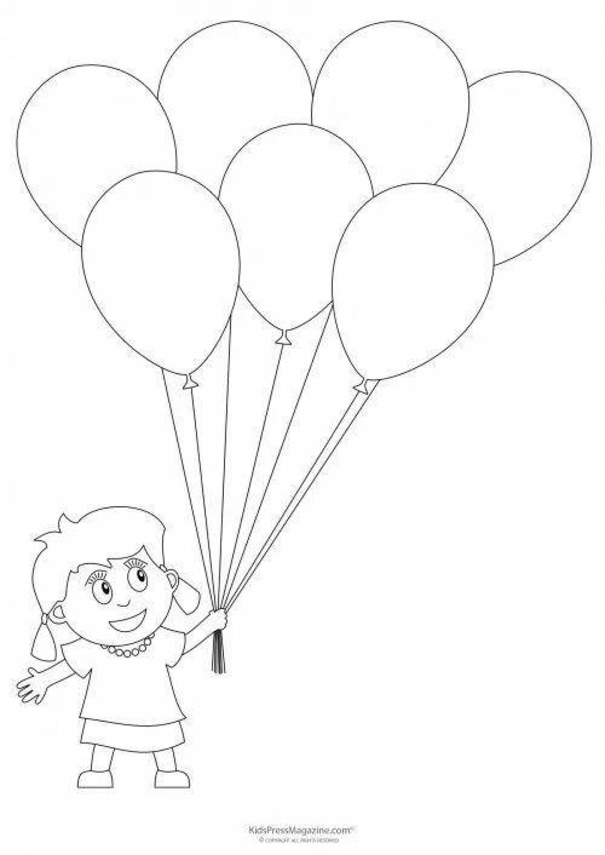 Fun coloring girl with balloons