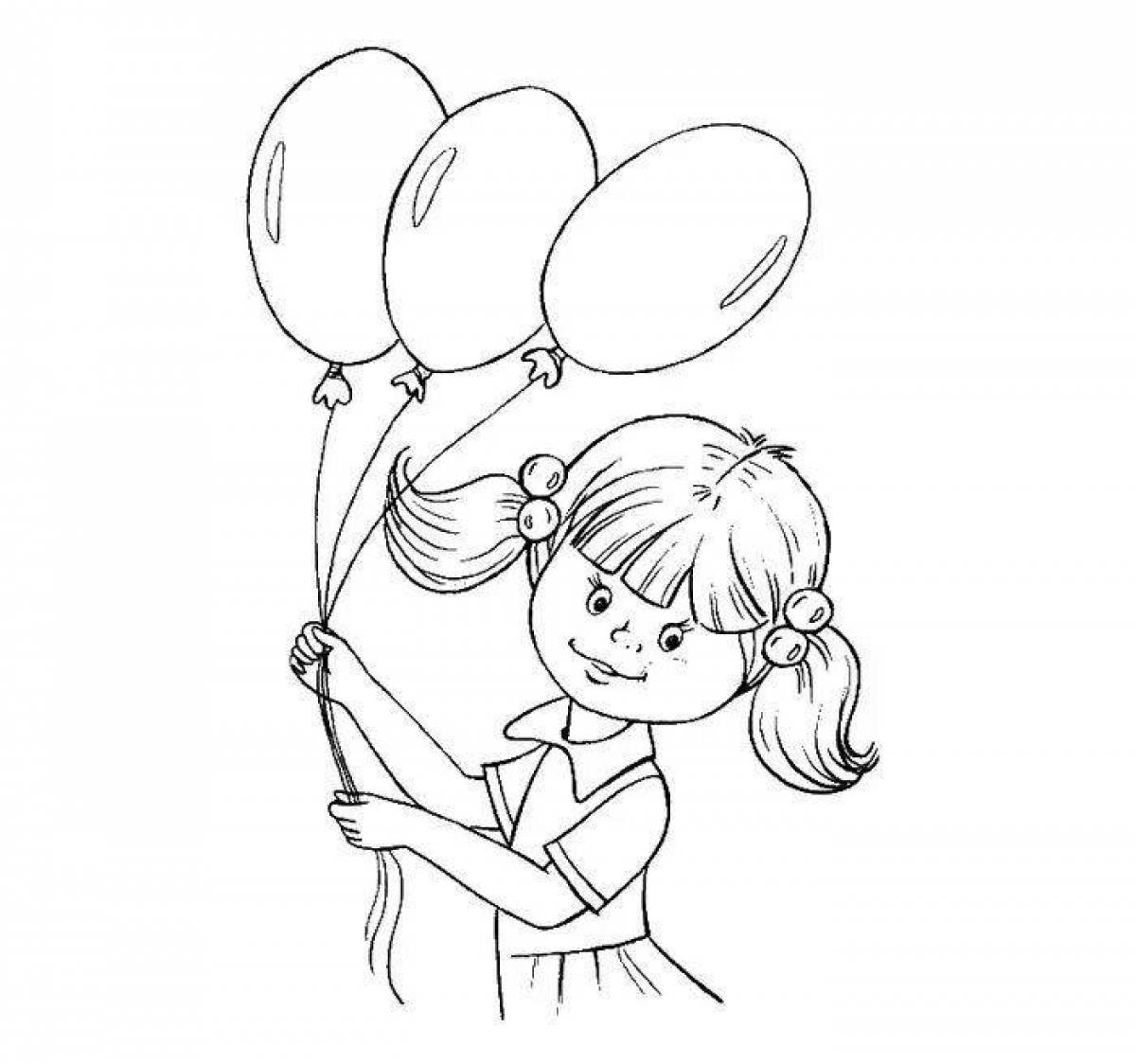 Детские рисунки ко дню карандаша. Дети раскраска для детей. Девочка с шариками раскраска. Воздушный шарик раскраска. Раскраска с карандашами.