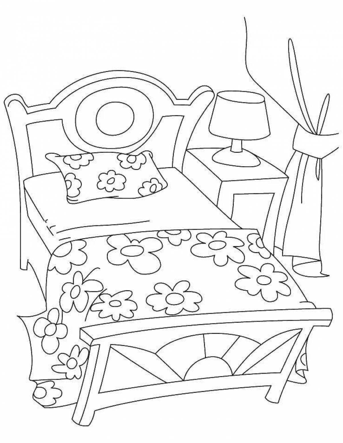 Children's bedroom color-explosion coloring page