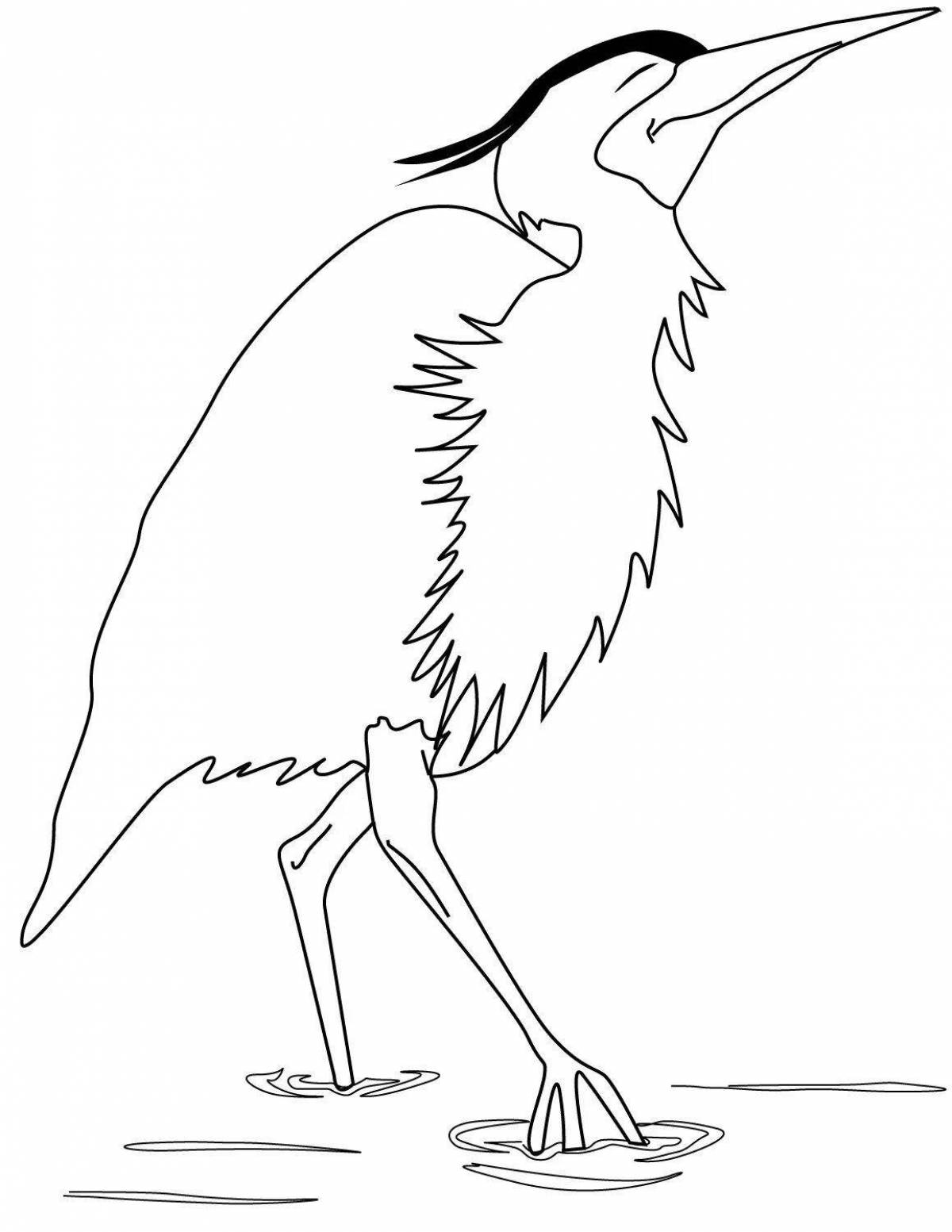 Coloring book happy heron for kids