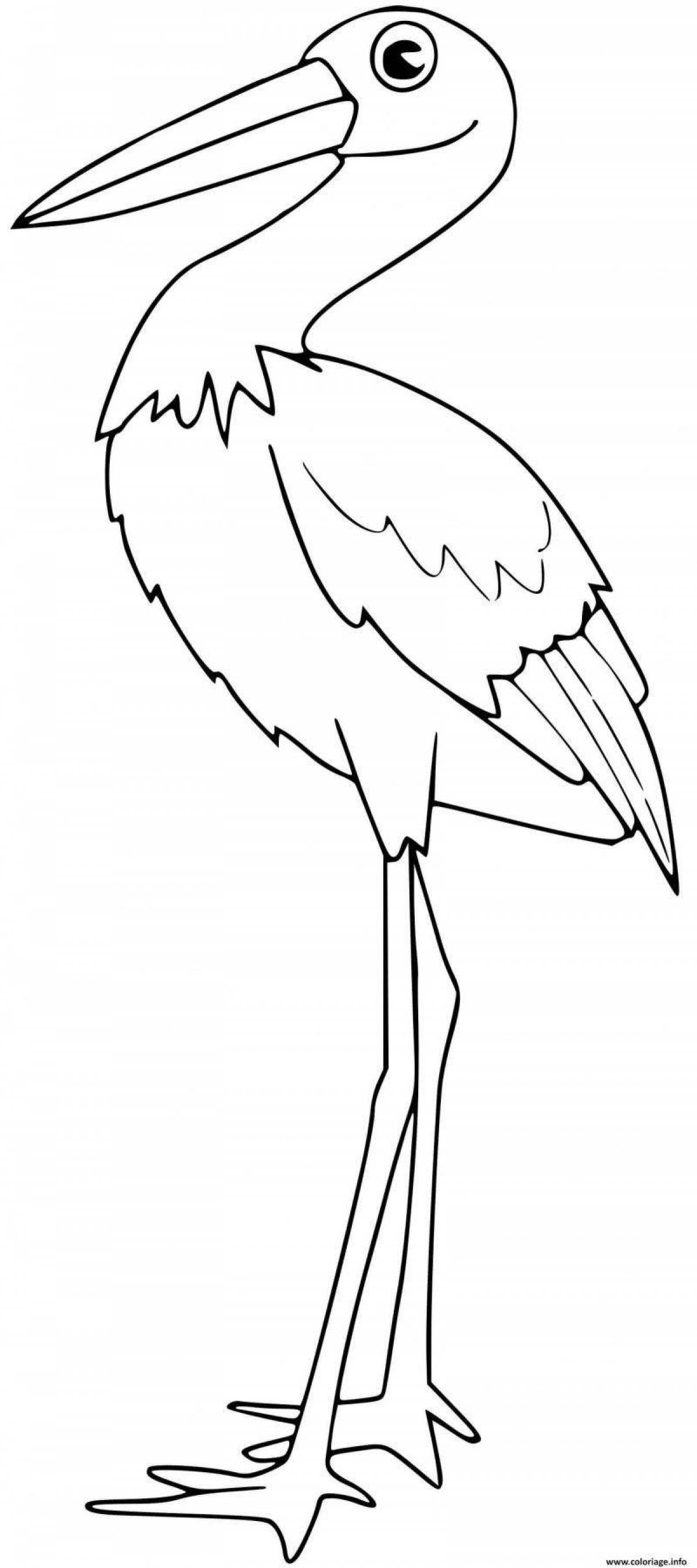 Colouring bright heron for children