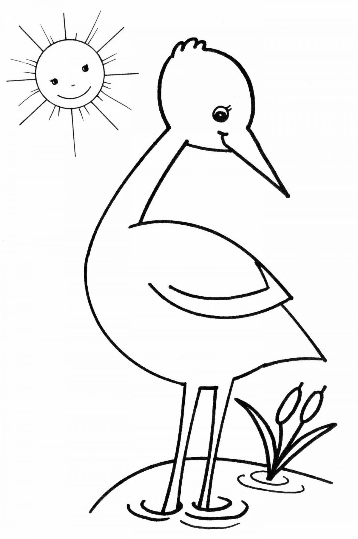 Adorable heron coloring book for kids