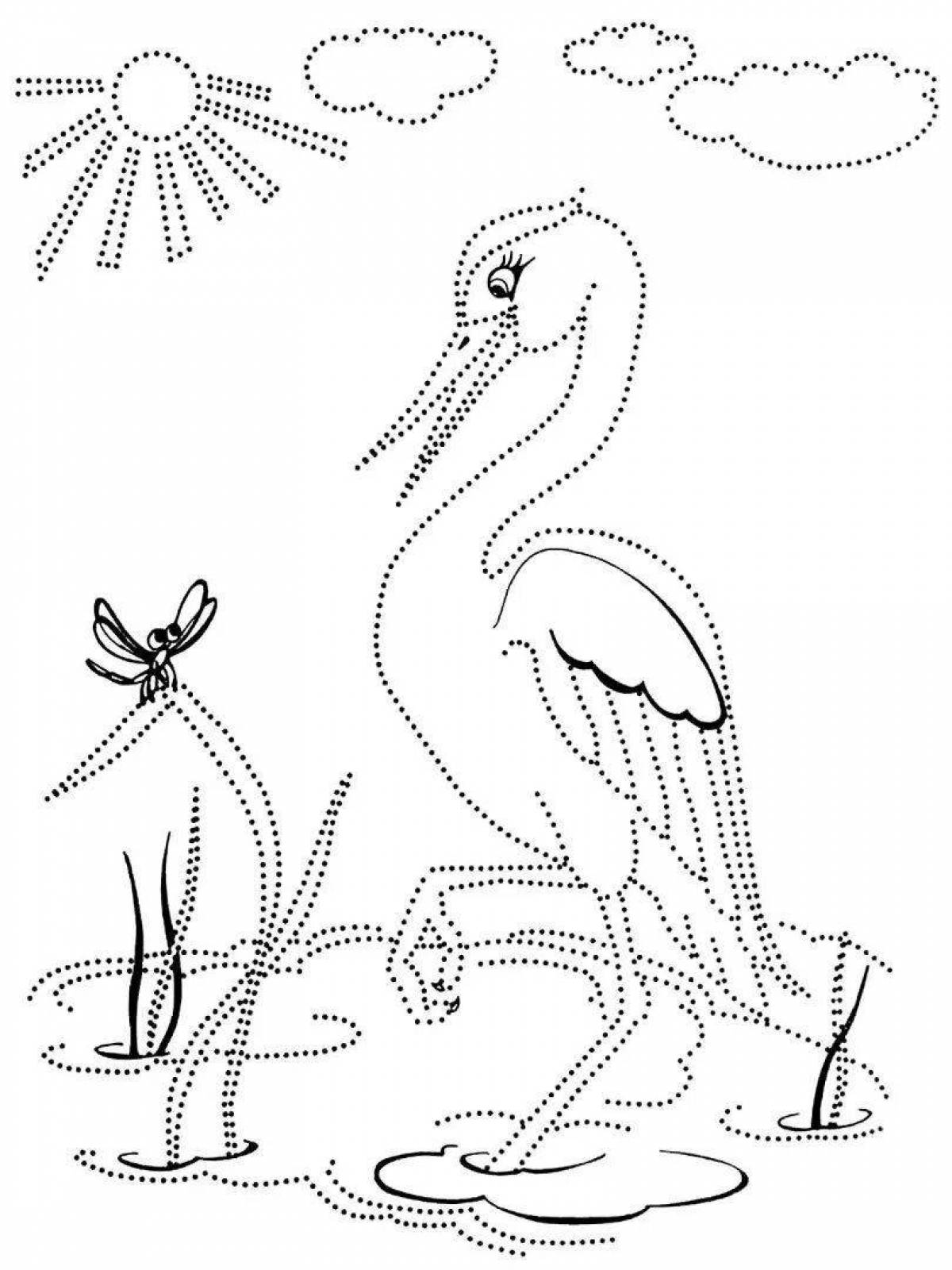 Fancy heron coloring pages for kids