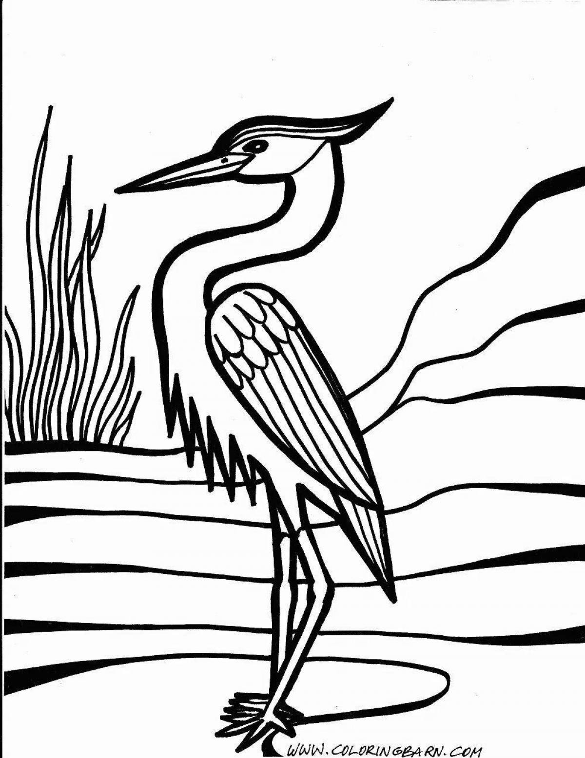 Weird heron coloring book for kids