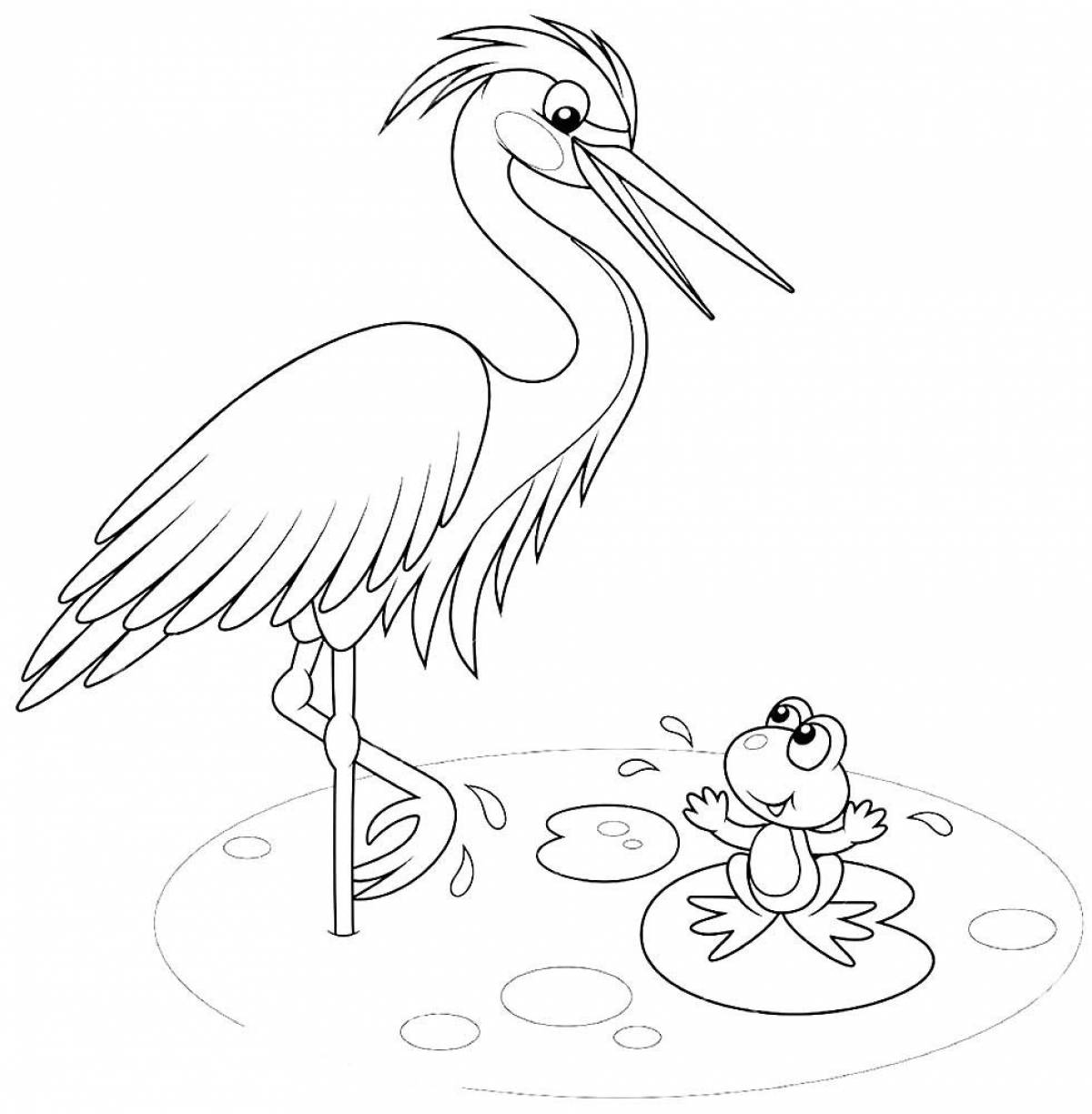 Раскраска zany heron для детей