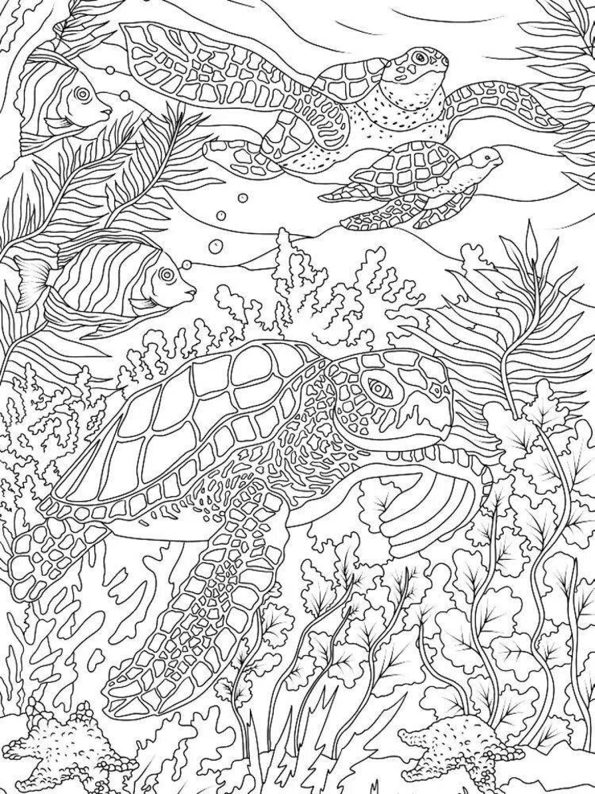 Serene coloring page underwater world antistress