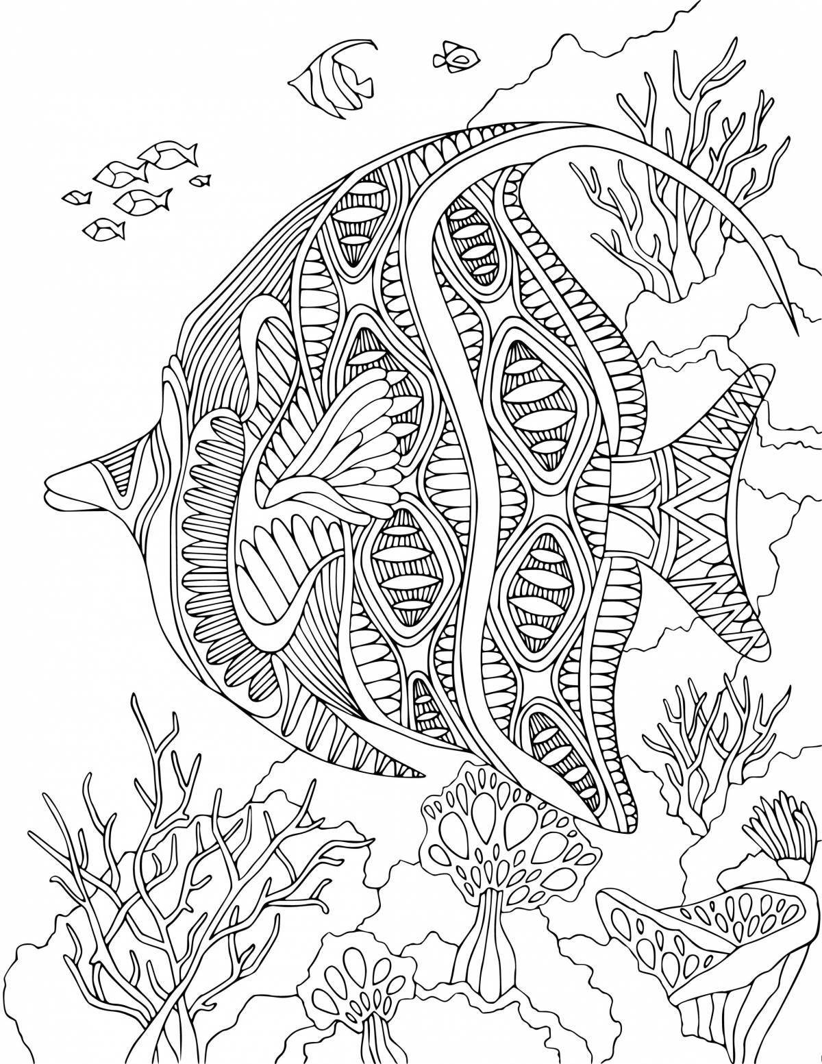 Mystical coloring underwater world antistress