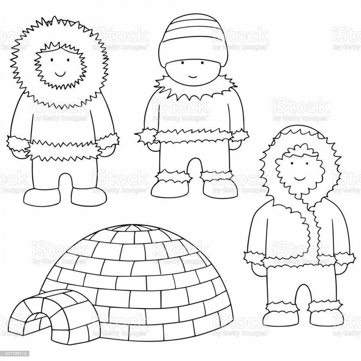 Delightful eskimo coloring book for kids