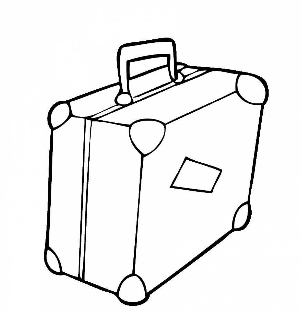 Игривая страница раскраски чемодана для юниоров