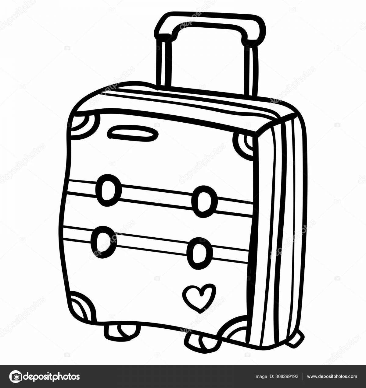 Сказочная страница раскраски чемодана для детей