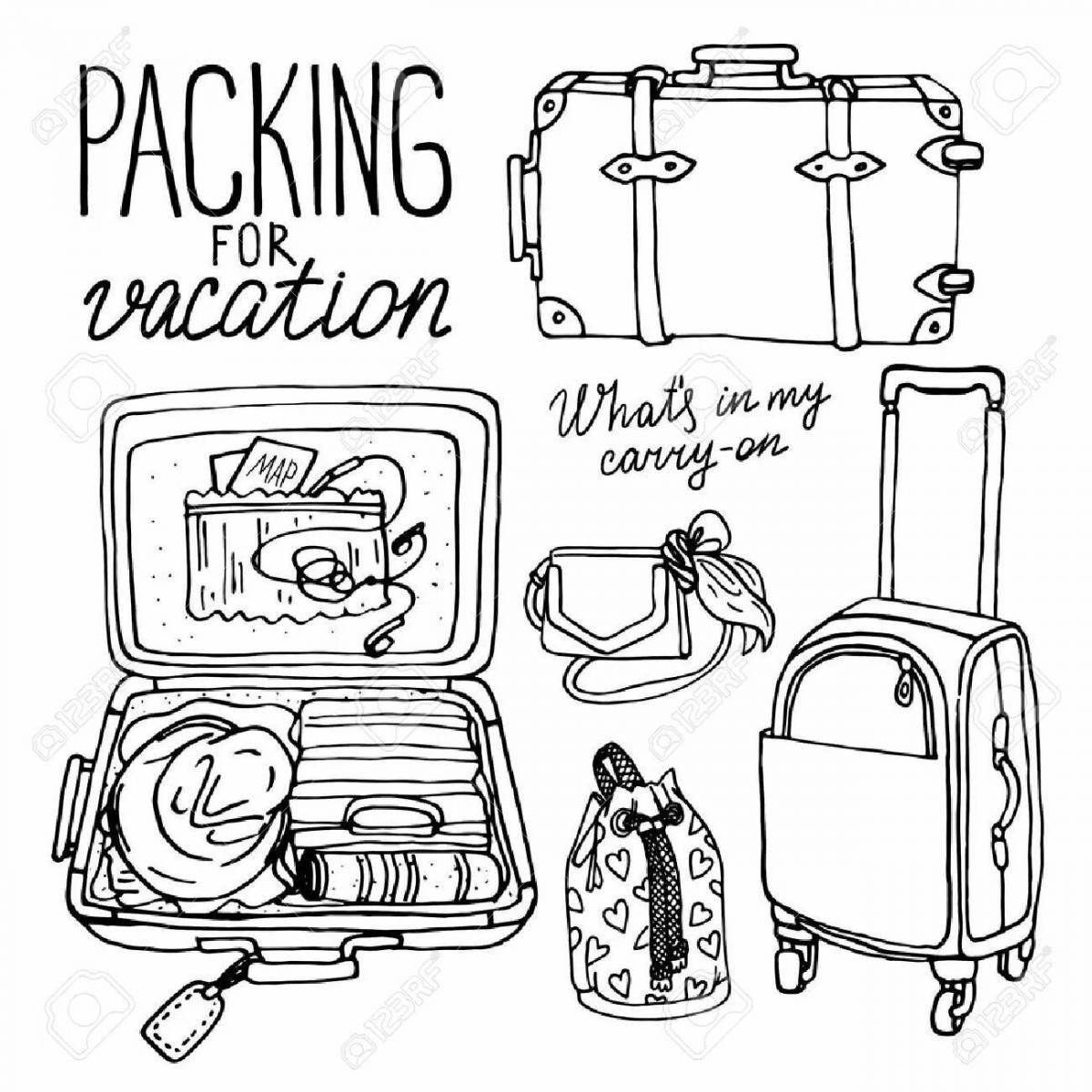 Amazing suitcase coloring page for preschoolers