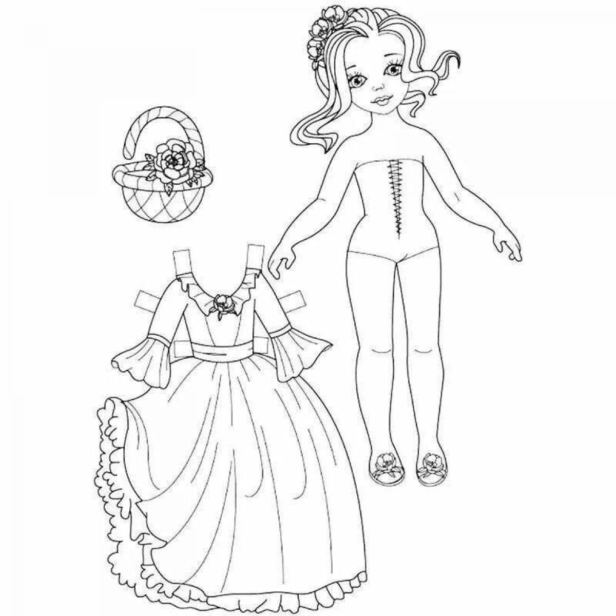 Fancy doll and cutout of her clothes