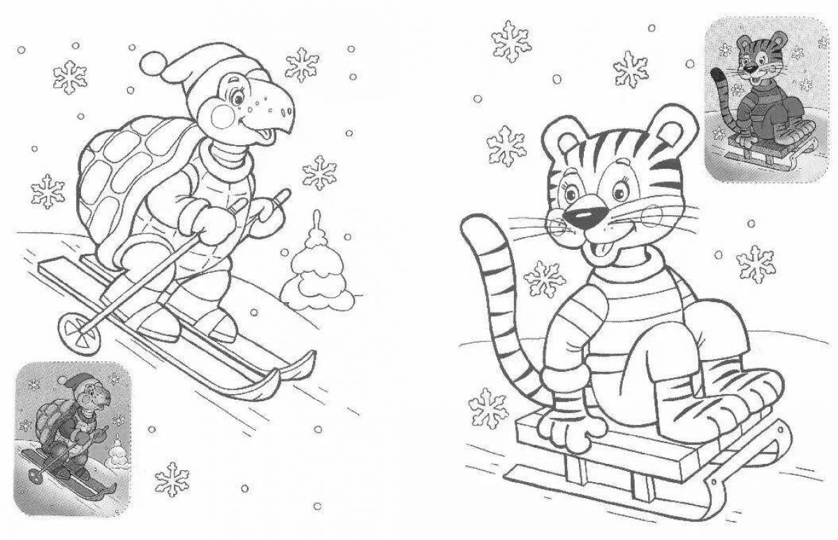 Выдающаяся раскраска «зимние развлечения для детей 5 лет»