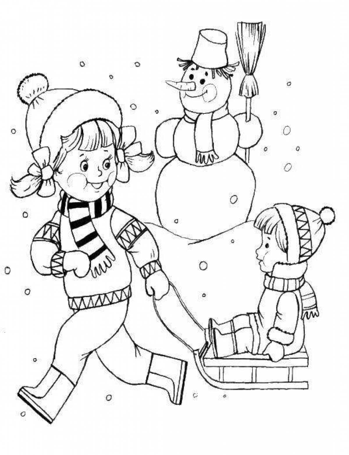 Cute coloring pages winter fun for kids 5 years old