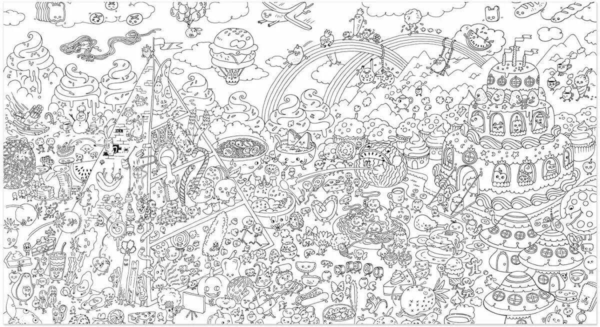 Decorated coloring pages on large sheets