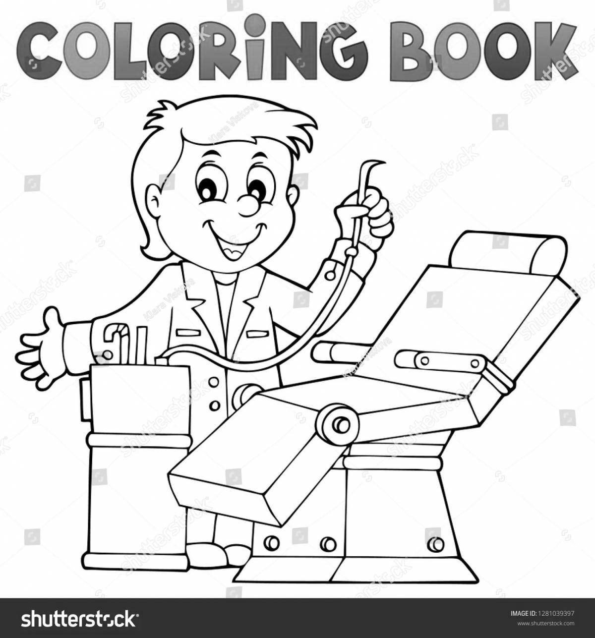 Attractive dentist coloring book for kids