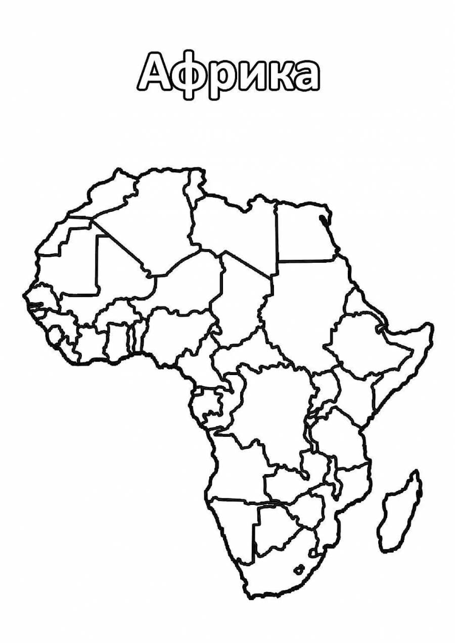 Карта африки со странами черно белая