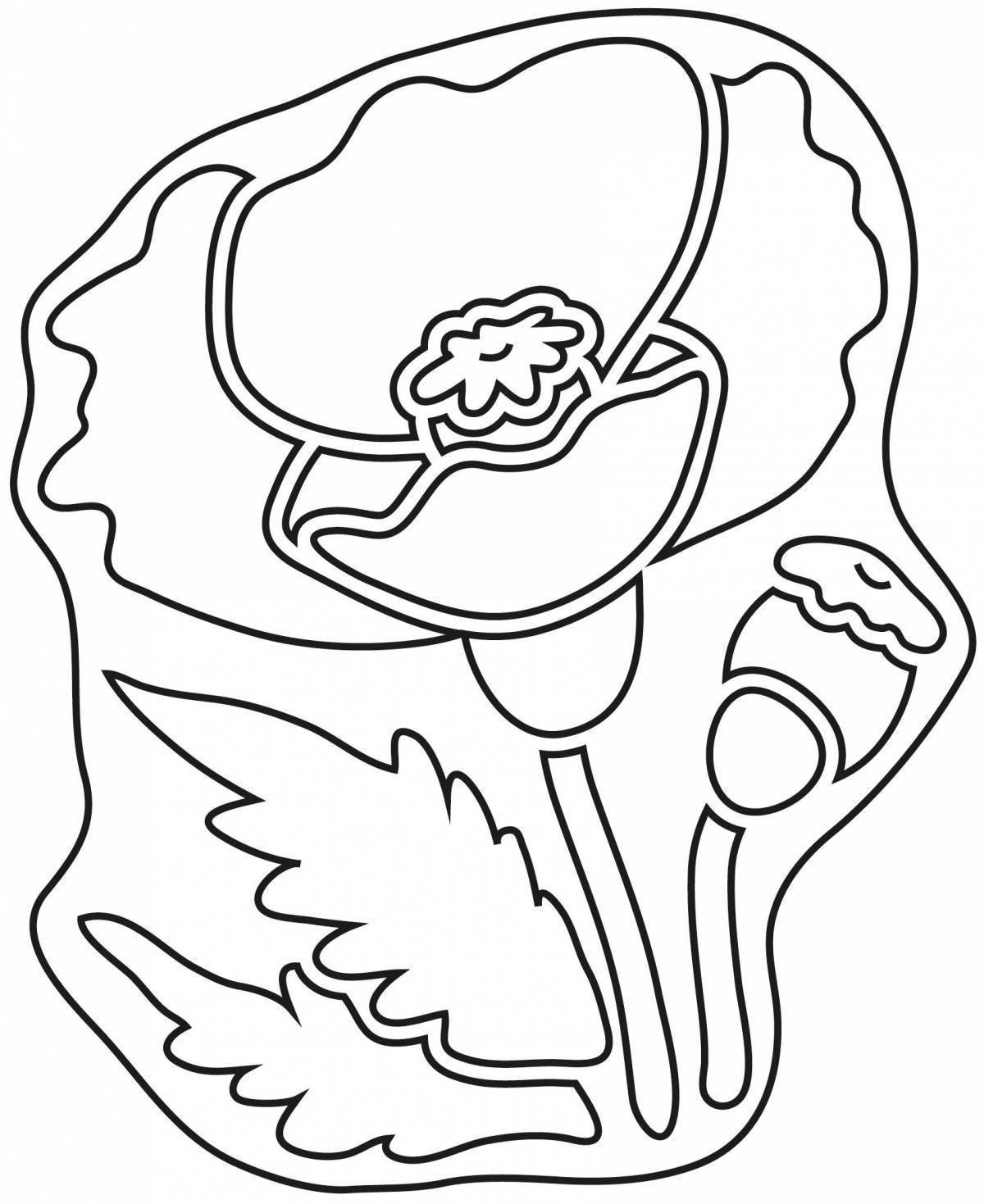 Картинка раскраска мак для детей