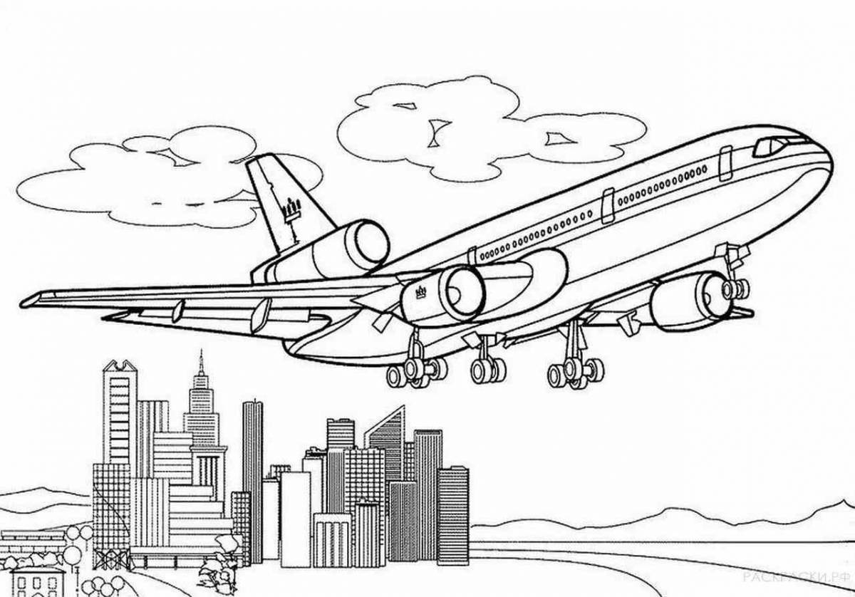 Colorful airplane coloring book for kids