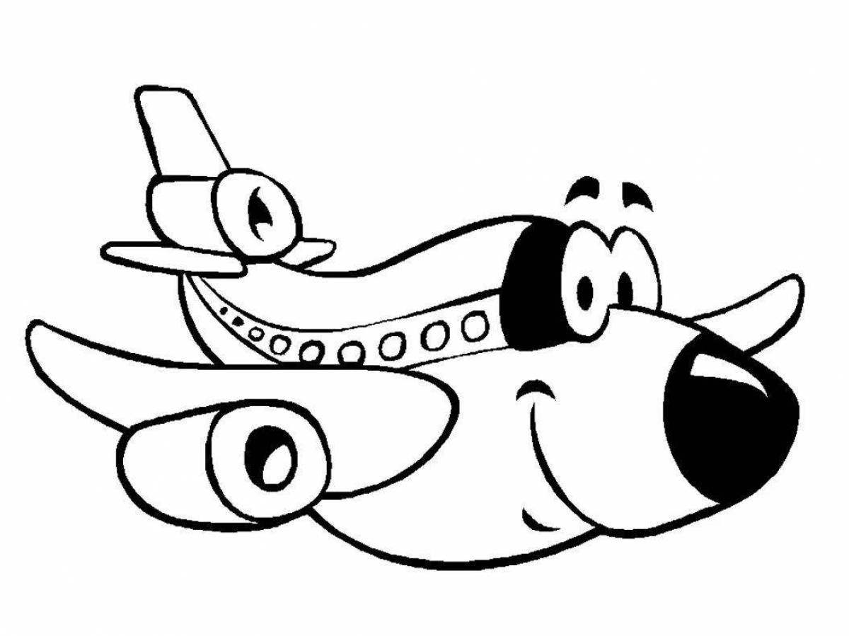 Coloring book shining plane for the little ones
