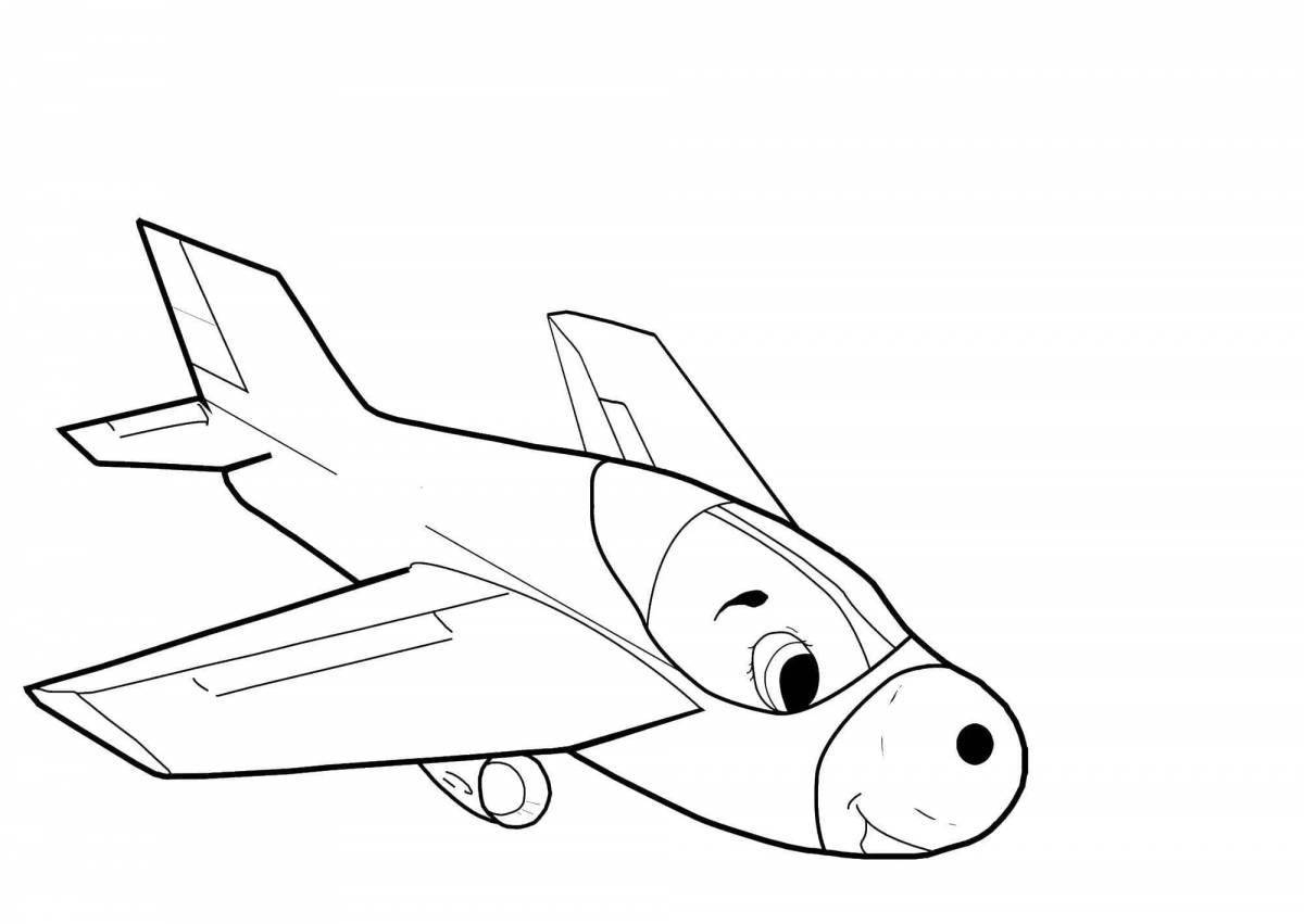 Блестящая страница раскраски самолета для самых маленьких