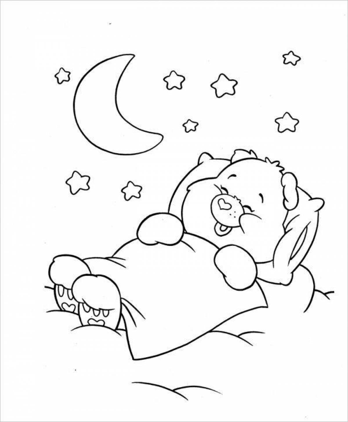Teddy bear sleeping coloring page