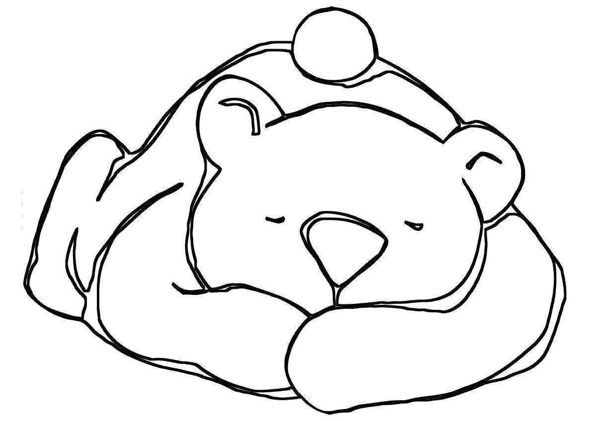 Snoozy bear sleeping coloring page