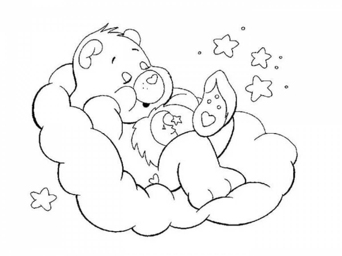 Coloring page blessed teddy bear sleeps