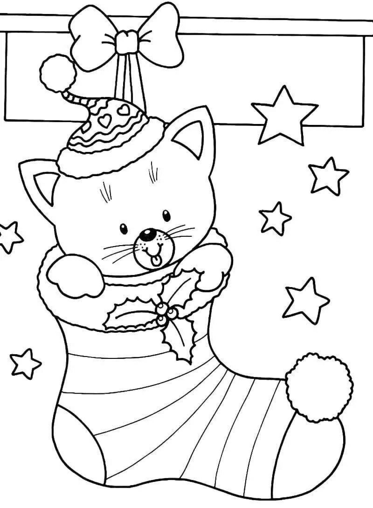 Coloring book with colorful Christmas print