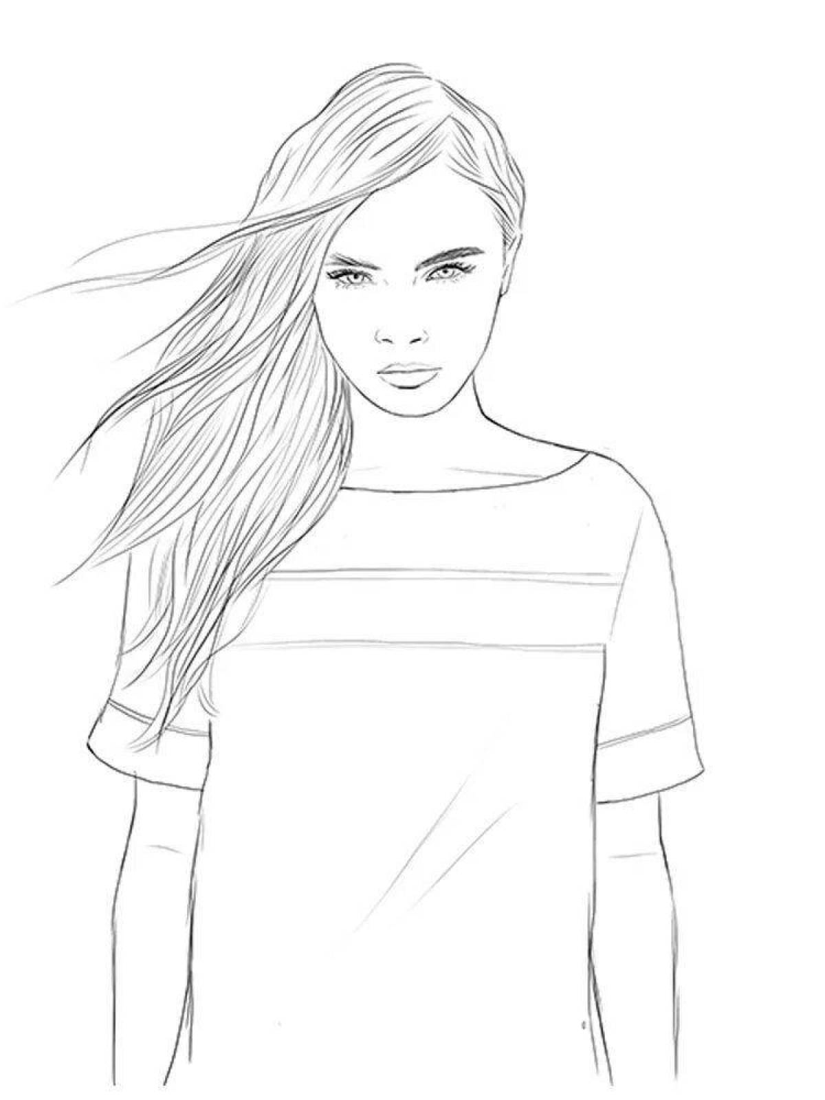 Coloring page of live man and girl