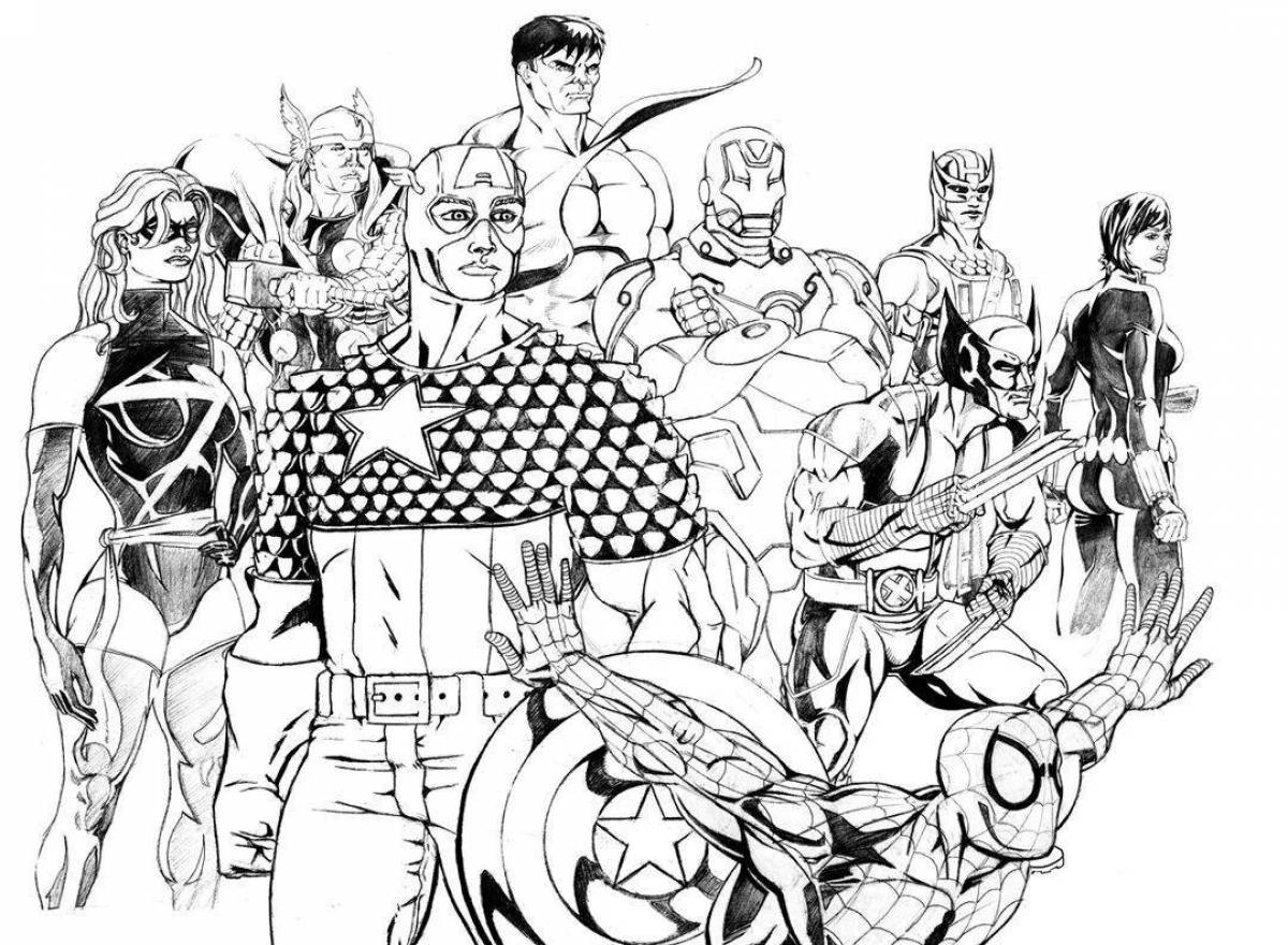 Поразительная страница раскраски marvel avengers