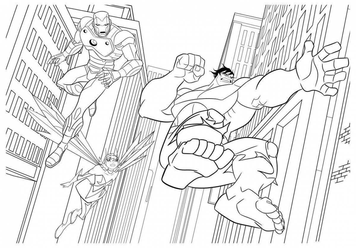 Playful marvel avengers coloring page