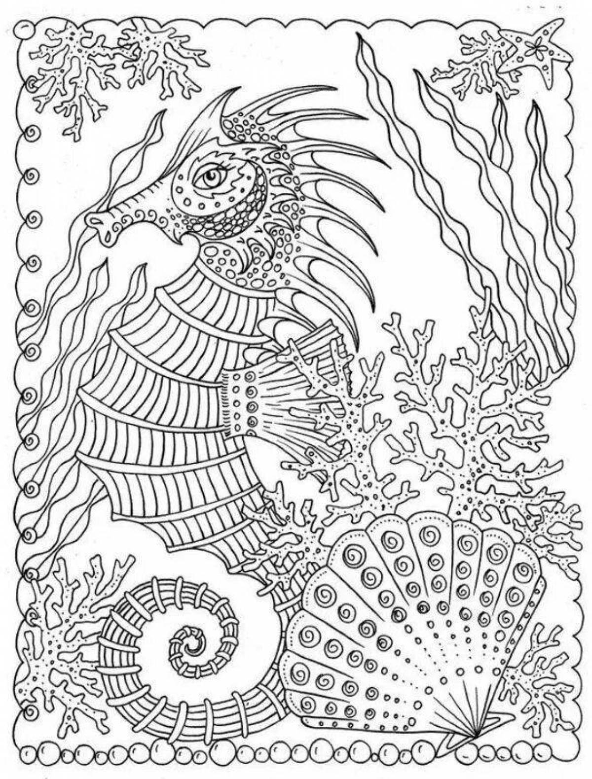 Soothing coloring book antistress sea