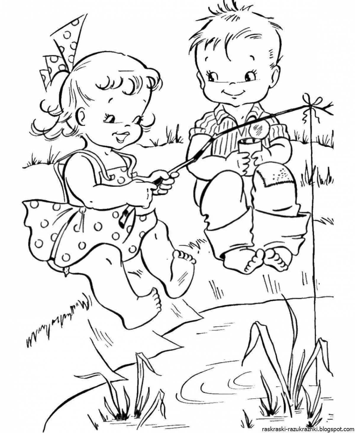 Coloring book sunny childhood