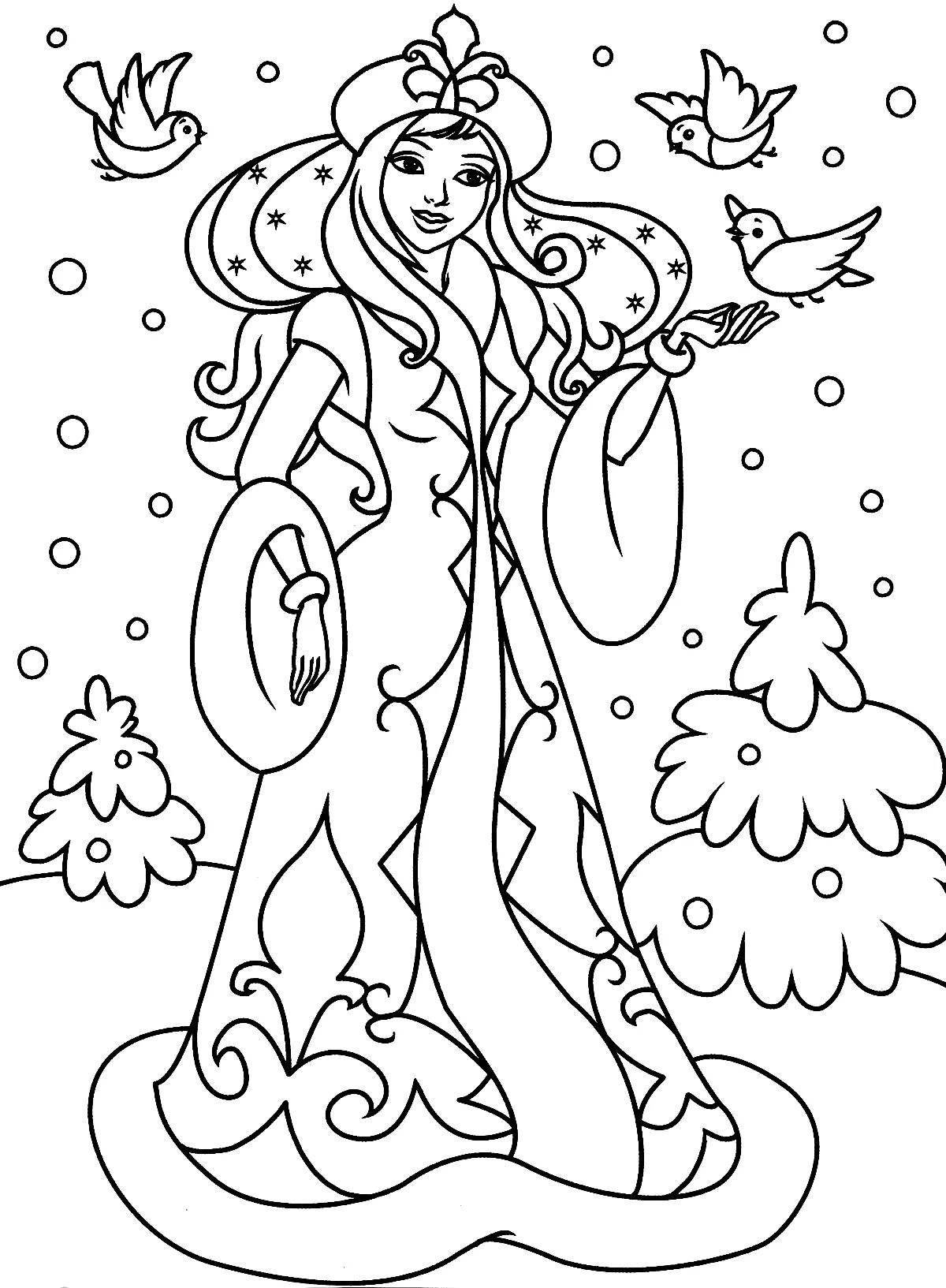 Shiny coloring girl winter