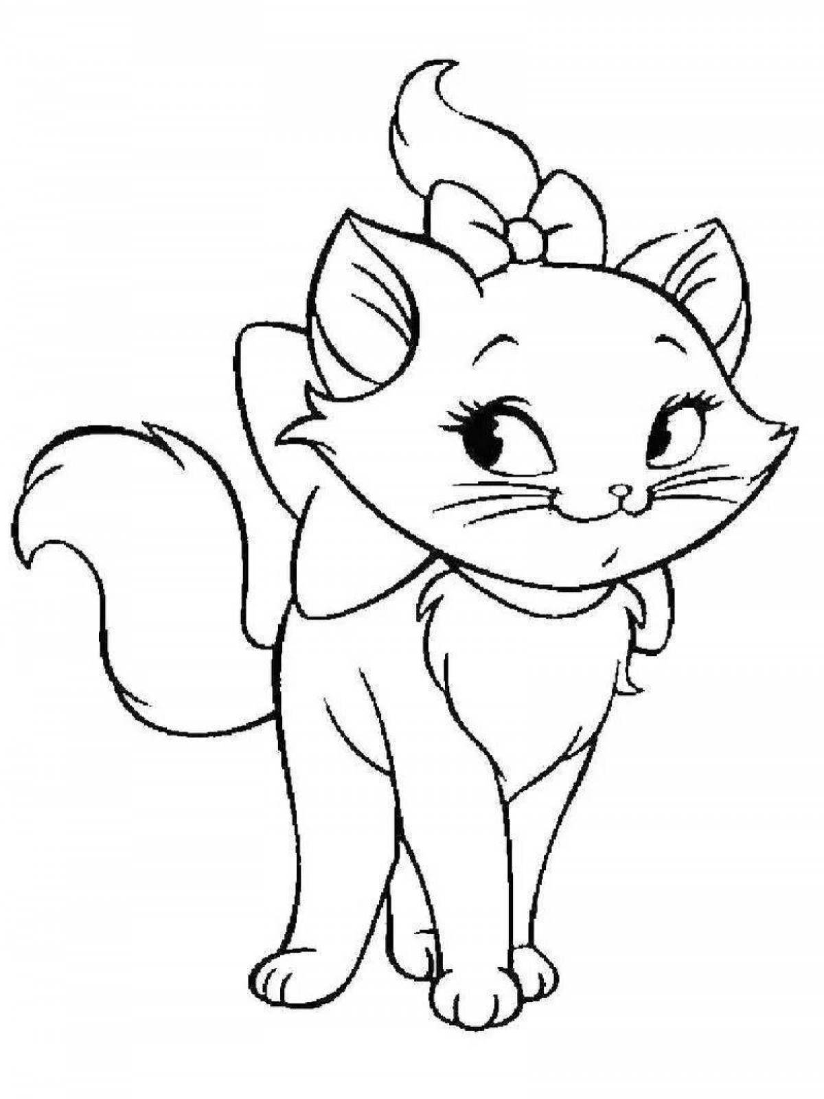 Joyful coloring kitty for kids